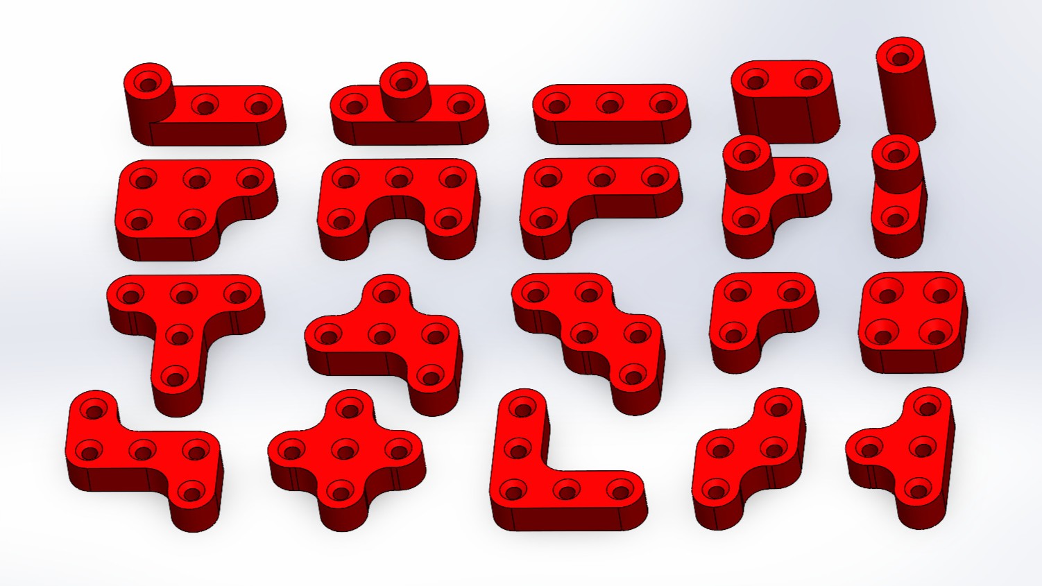 Set of red Bridge Wars pieces.